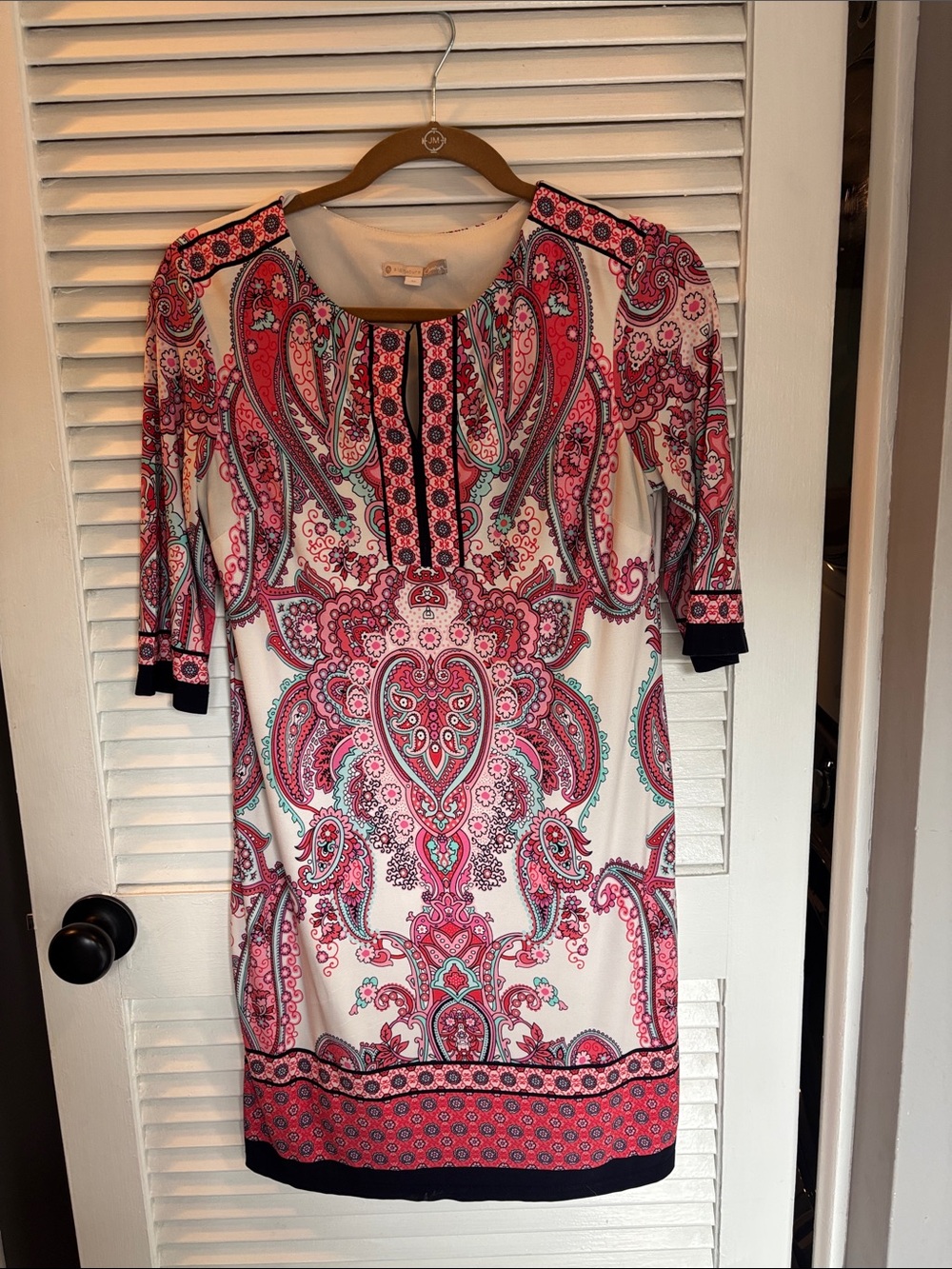 Signature Pink and Teal Paisley-Print Shift Dress